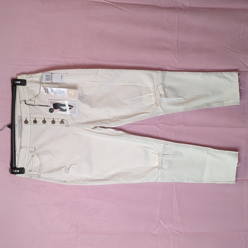 Tinseltown Distressed Exposed Button Fly Cream Must Have Skinny Jeans size 15
